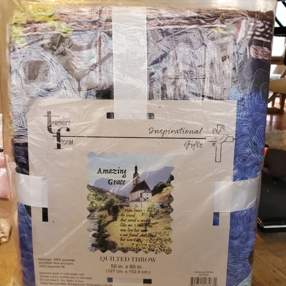 Tremont Floral Inspirational Religious Throw Blanket Amazing Grace 50x60
